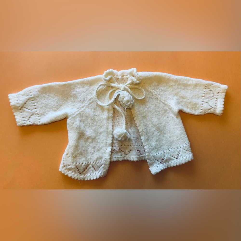 Cozy White Knit Baby Cardigan